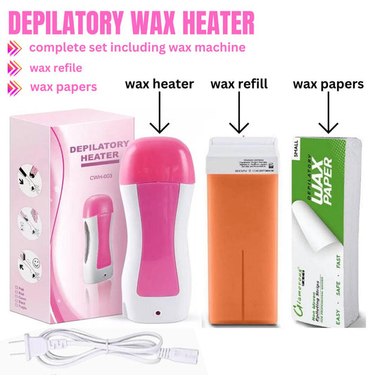 Electric Hair Removal Wax Kit | Wax Warmer Machine, Wax Refill Cartridge, Wax Strip | Full Wax Kit for Hair Removing and Waxing for Women Wax